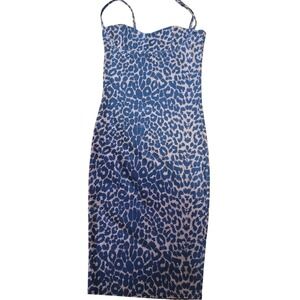 PRETTY LITTLE THING Leopard Print Mini Dress Spaghetti Straps Bodycon Size‎ 8
